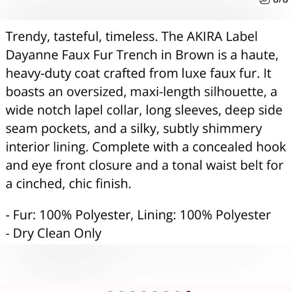 AKIRA DAYANNE LONG SATIN LINING FAUX FUR TRENCH COAT Brown - Picture 2 of 9